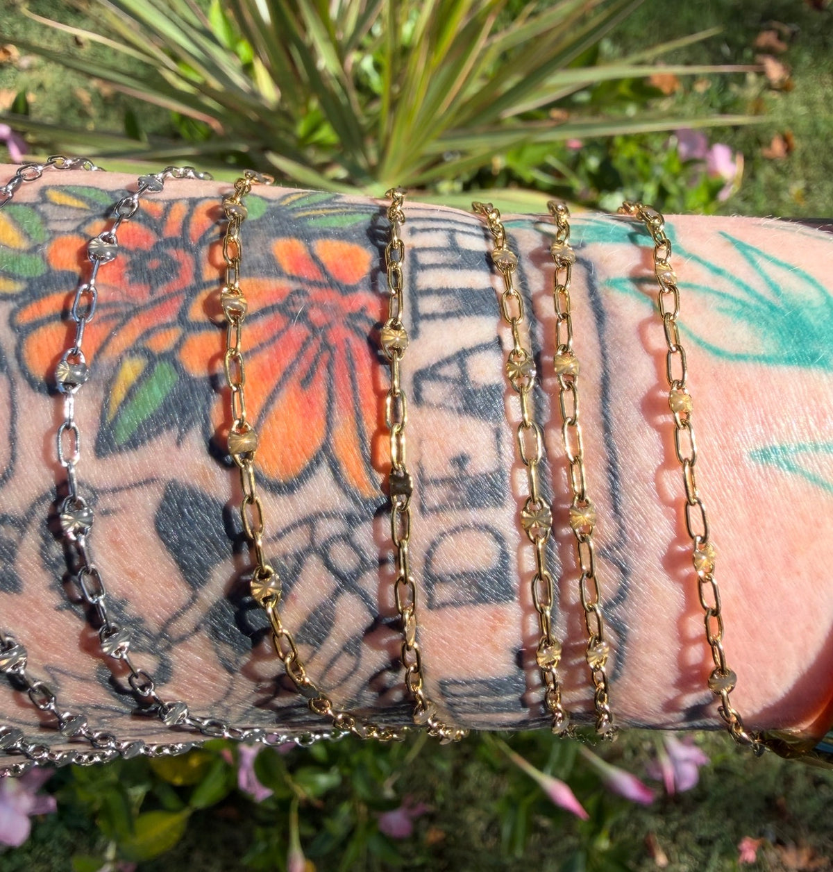 Smoky Aurora Sunburst Paperclip Chain 1:3