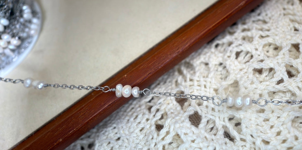 Triple Pearl Twist | Handmade Wire-Wrapped Pearl Chain