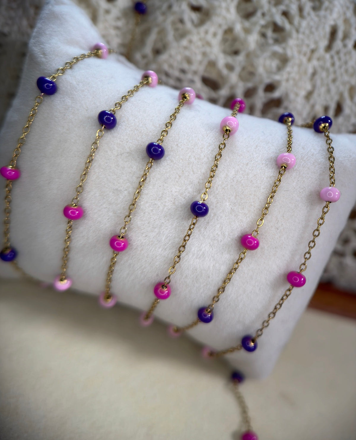 Lush Baddie — Pink & Purple Enamel Satellite Chain