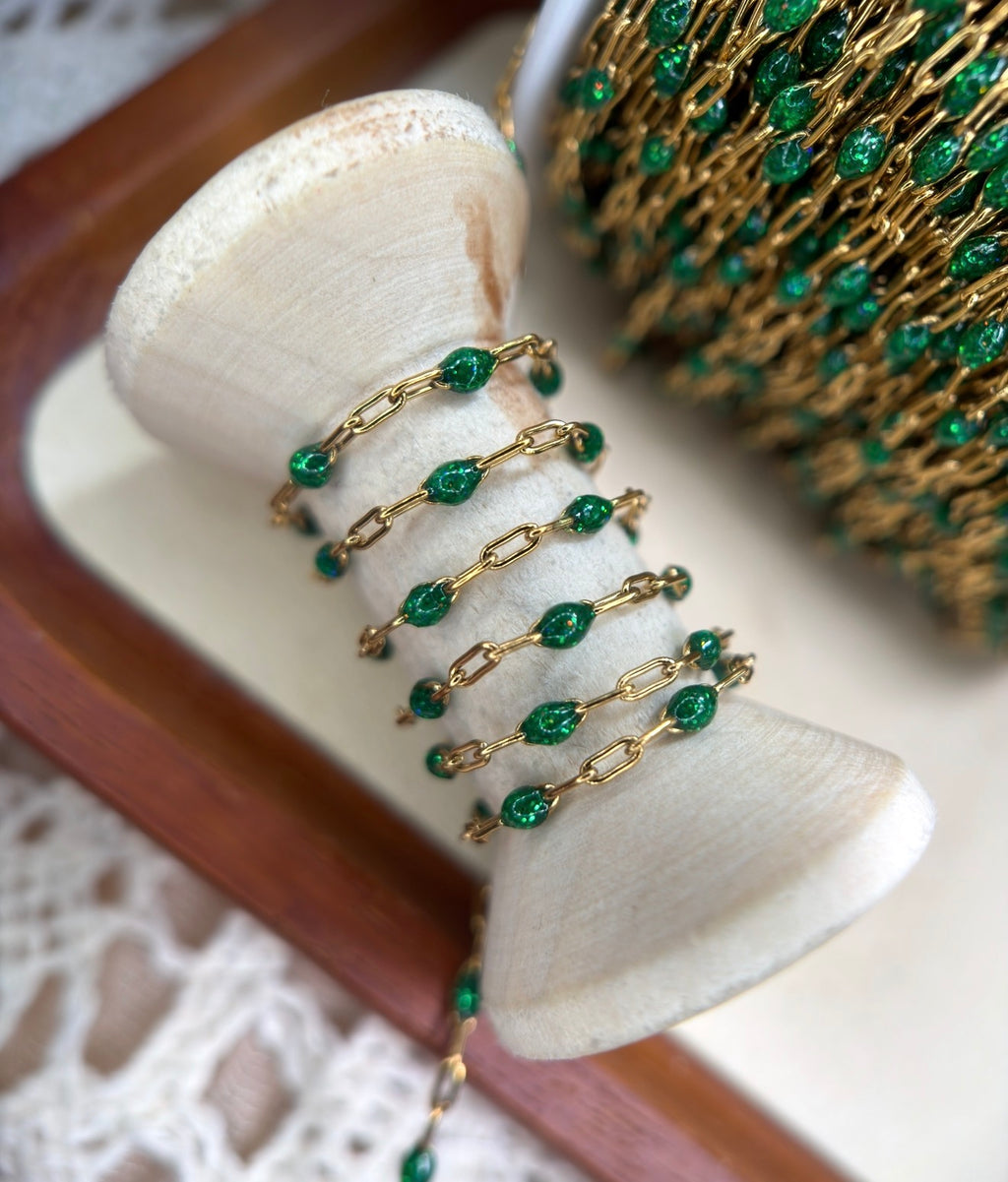Emerald After Dark Sparkly Sunburst Chain