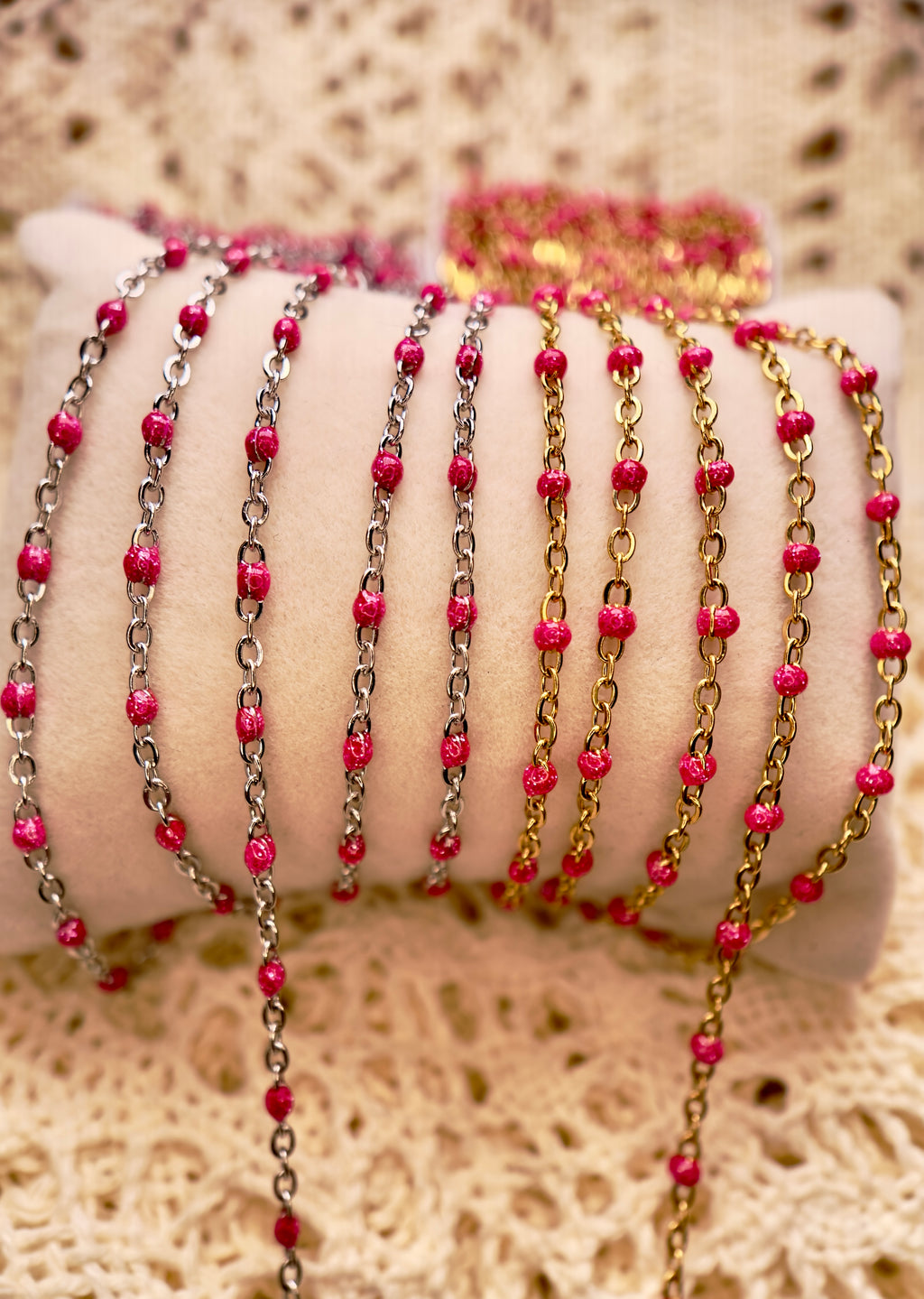 Pink Stardust™ Sparkly Pink Enamel Satellite Cable Chain