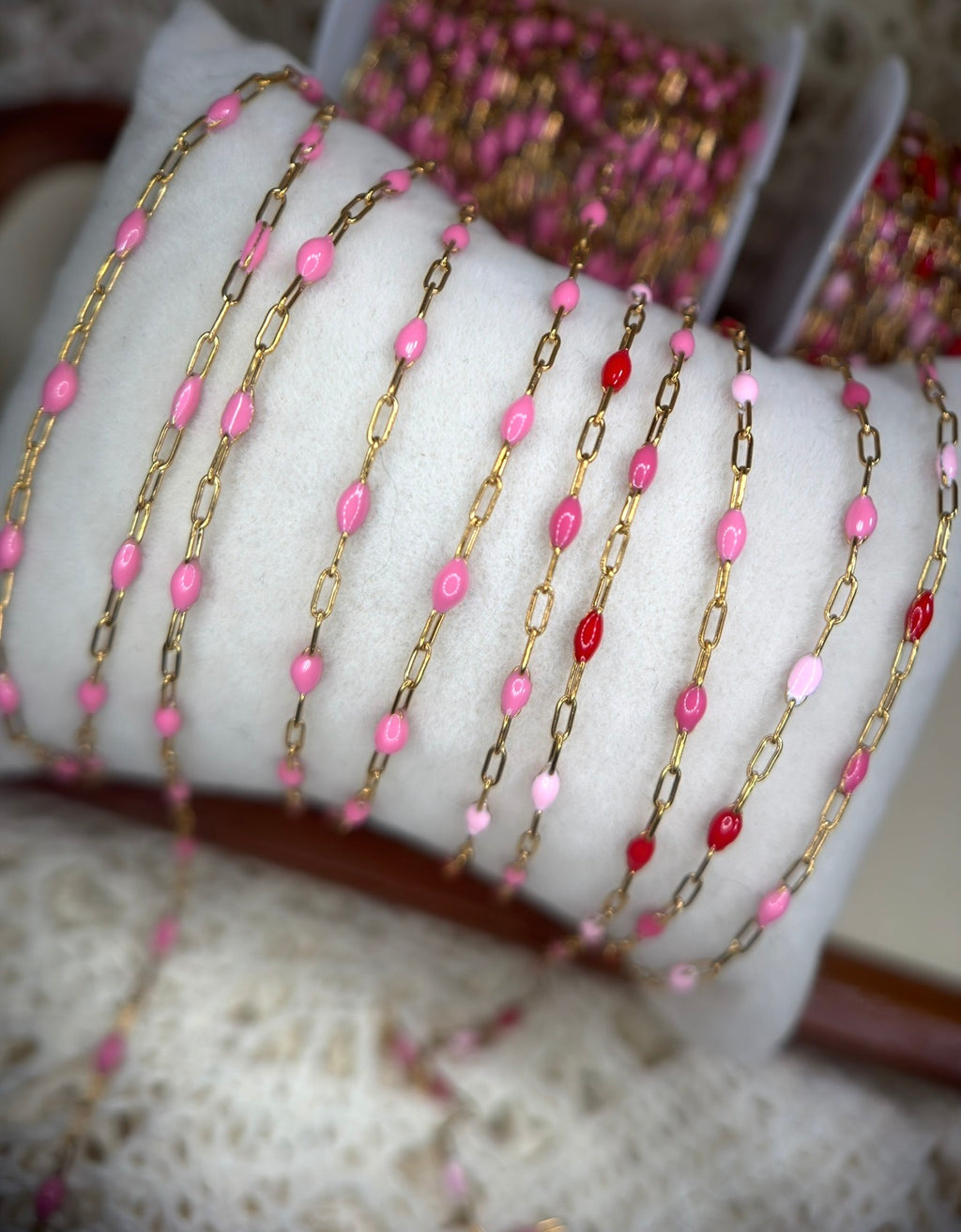 Pink About It Sunburst Enamel Paperclip Chain