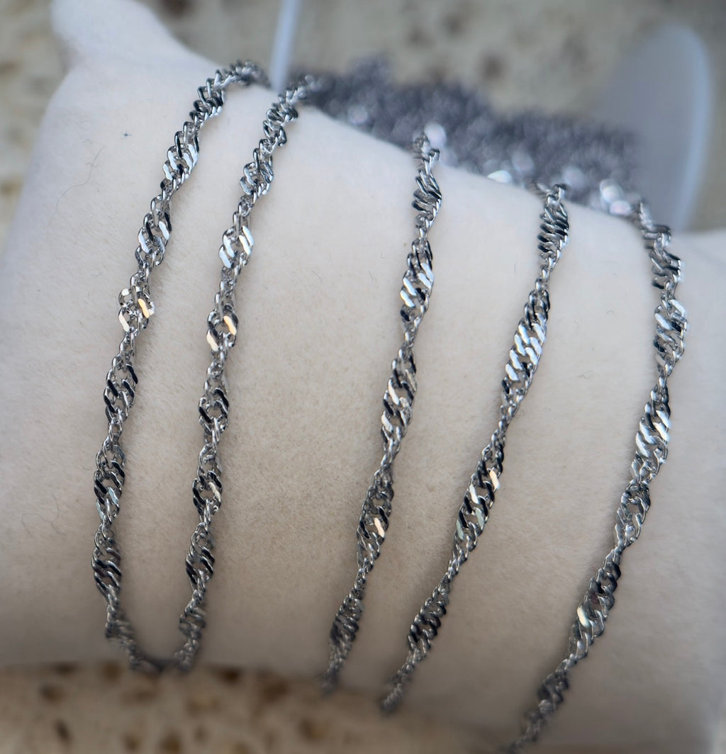 Silver Twist | Stainless Steel Singapore Chain