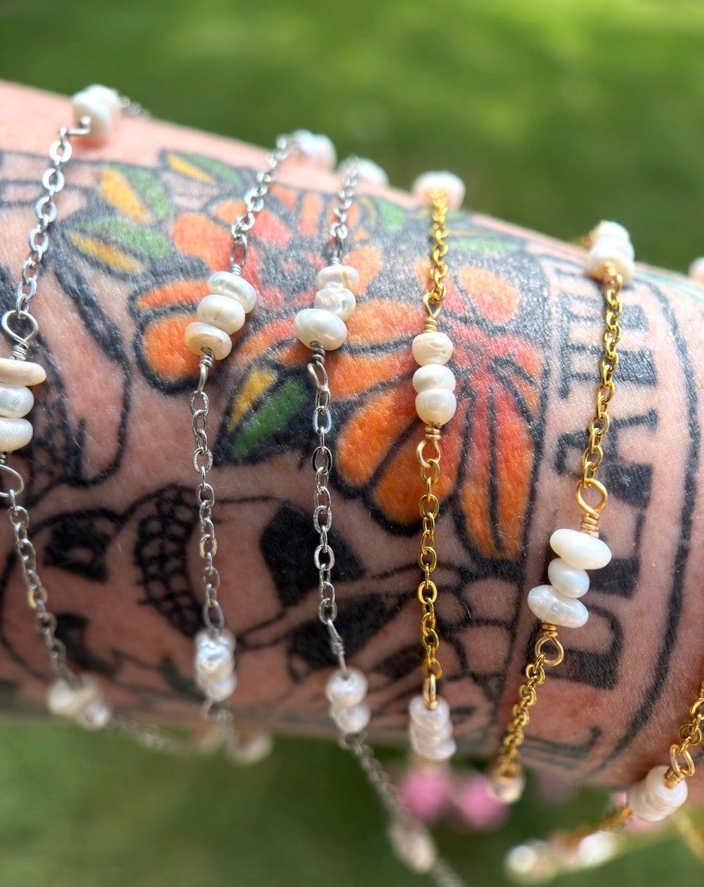 Triple Pearl Twist | Handmade Wire-Wrapped Pearl Chain