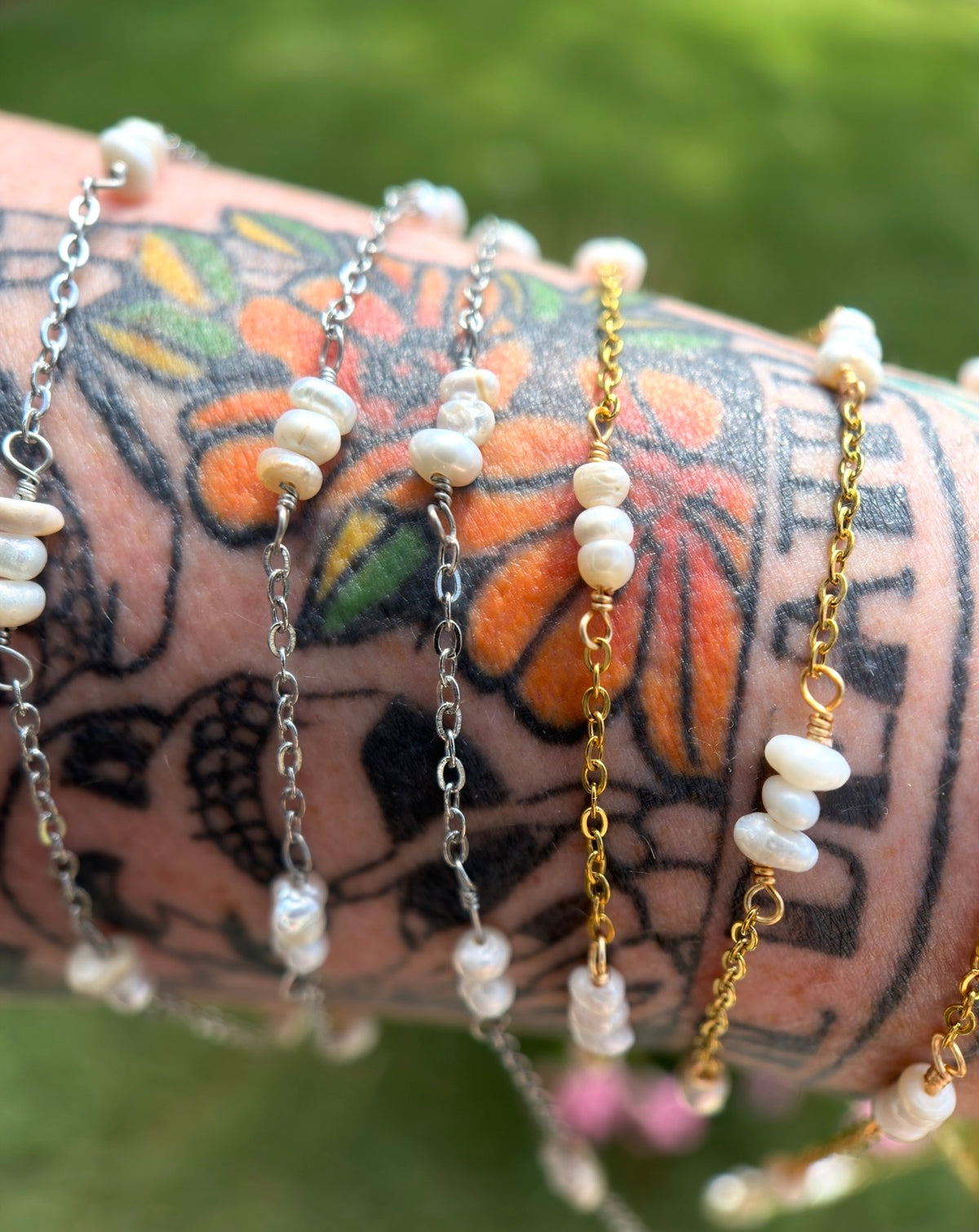 Triple Pearl Twist | Handmade Wire-Wrapped Pearl Chain