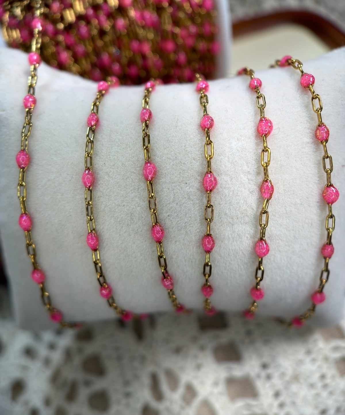 Pretty in Pink Sunburst Paperclip Chain