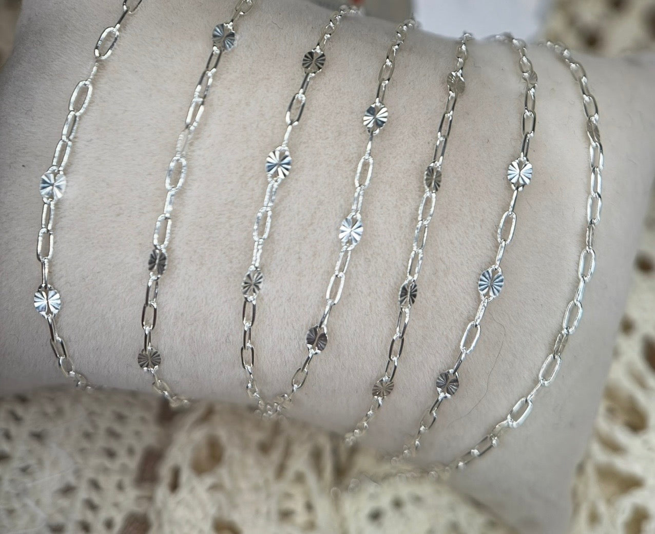 925 Sterling Silver Sunburst Paper Clip Chain 1:3