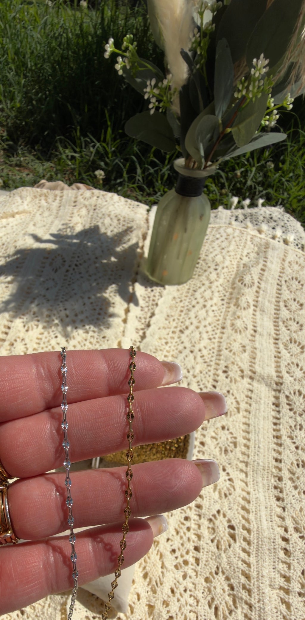 14k PVD Gold & 316 Stainless Steel Sunburst Paper Clip 1:1 Chain