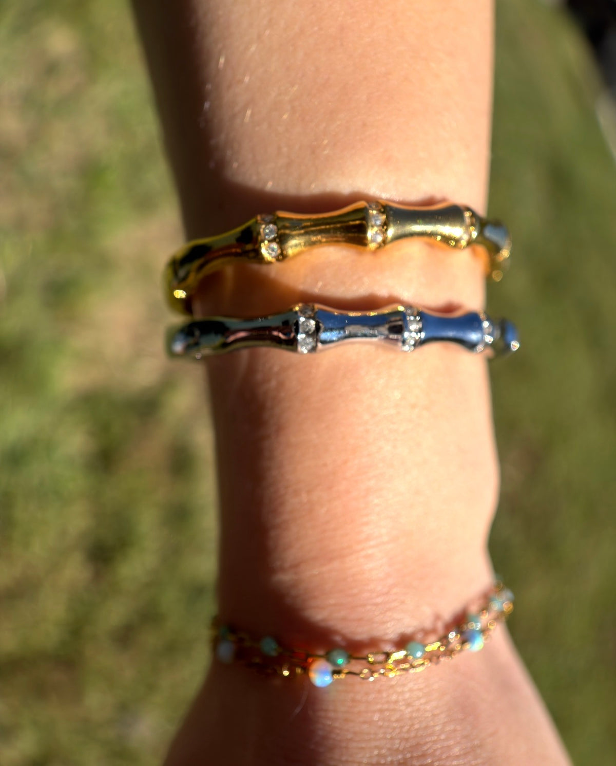 Diamond Cut Bamboo Removable Bangle