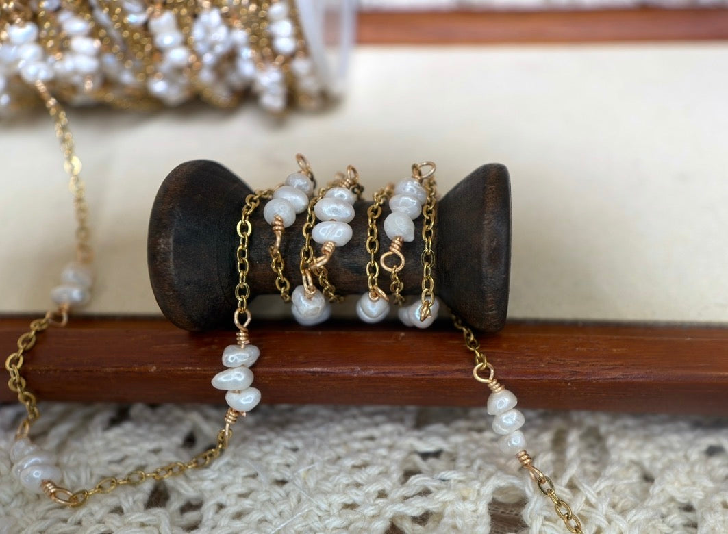 Triple Pearl Twist | Handmade Wire-Wrapped Pearl Chain