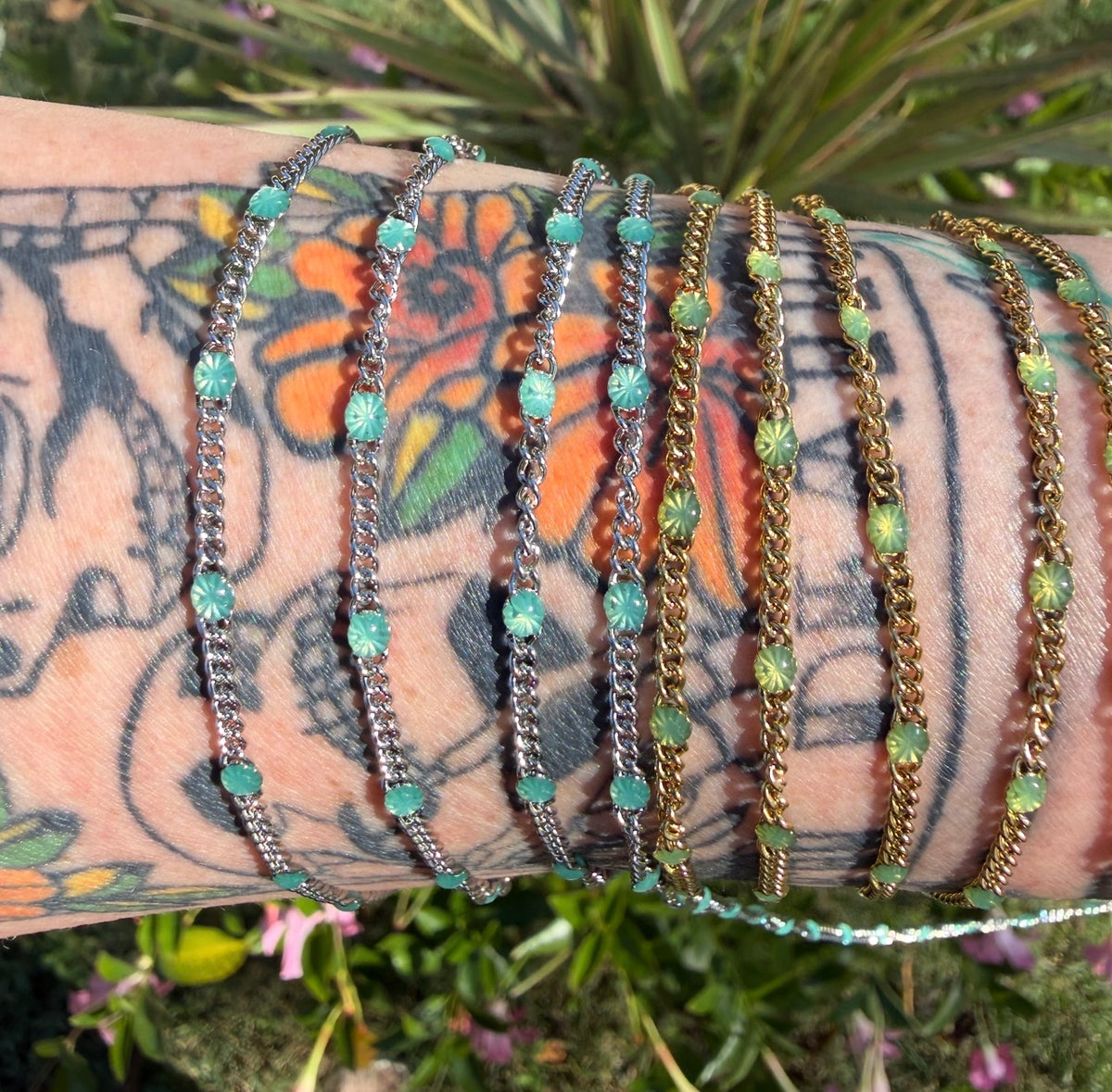 Tourmaline Glow Sunburst Curb Chain