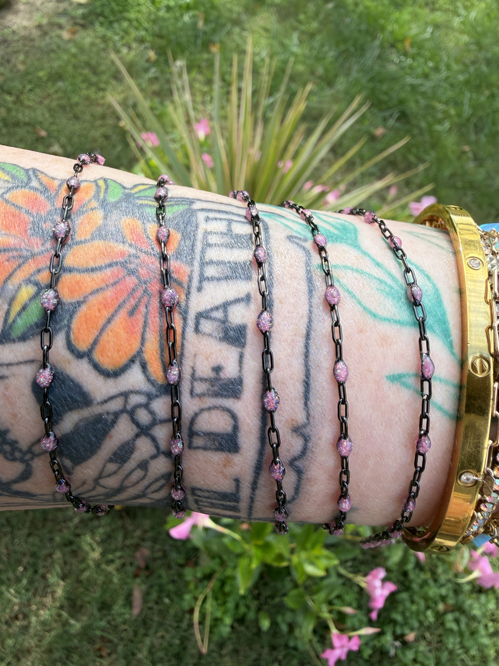 Pink After Dark Iridescent Sunburst Chain