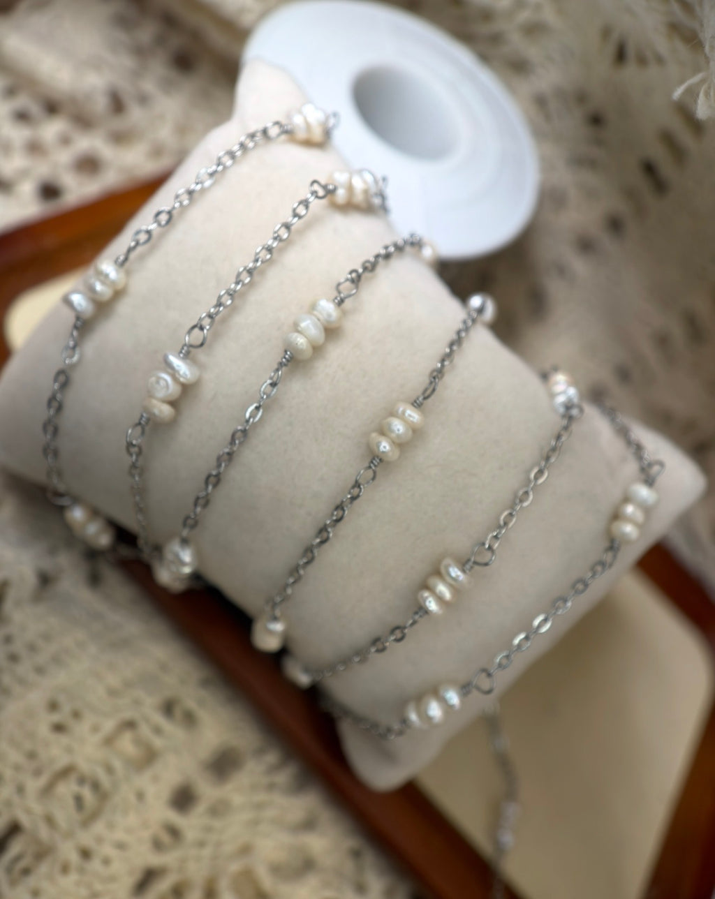 Triple Pearl Twist | Handmade Wire-Wrapped Pearl Chain