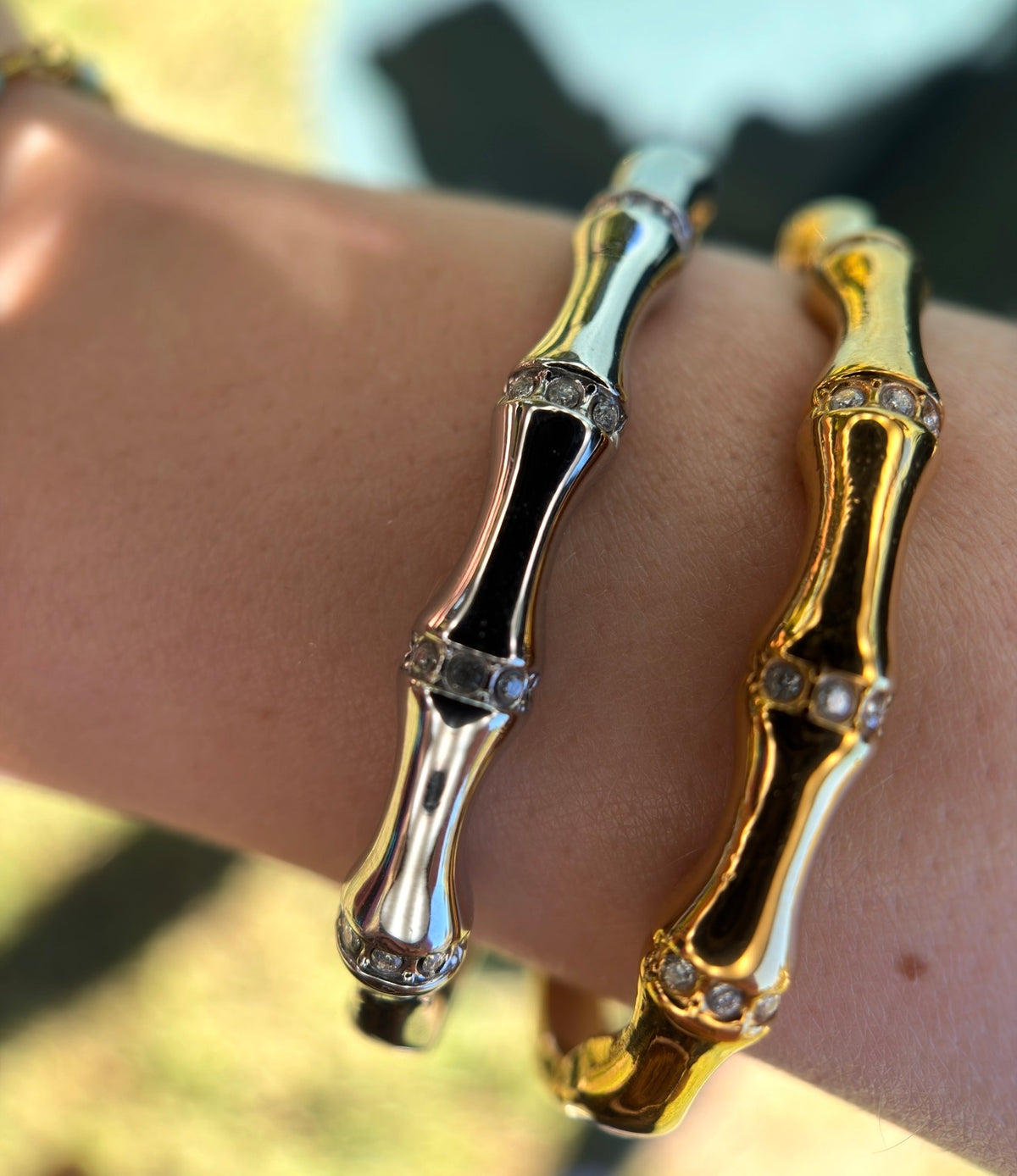 Diamond Cut Bamboo Removable Bangle
