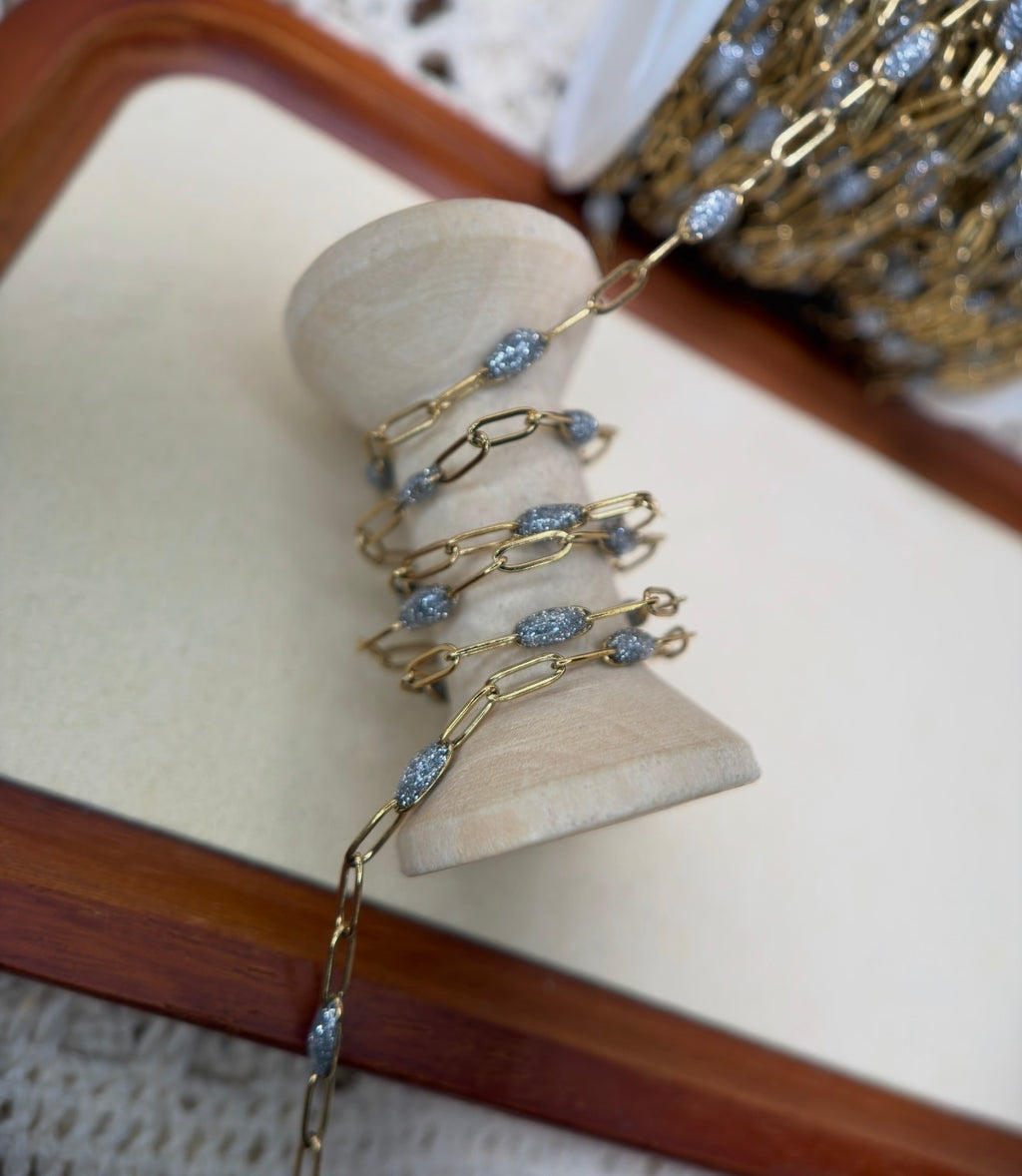 ✨ Big Daddy Disco Paper Clip | 14K PVD Gold Sparkly Paper Clip Chain