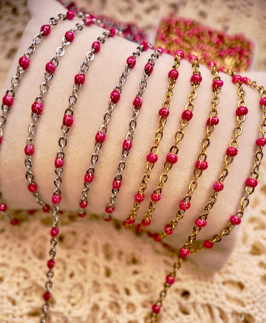 Pink Stardust™ Sparkly Pink Enamel Satellite Cable Chain