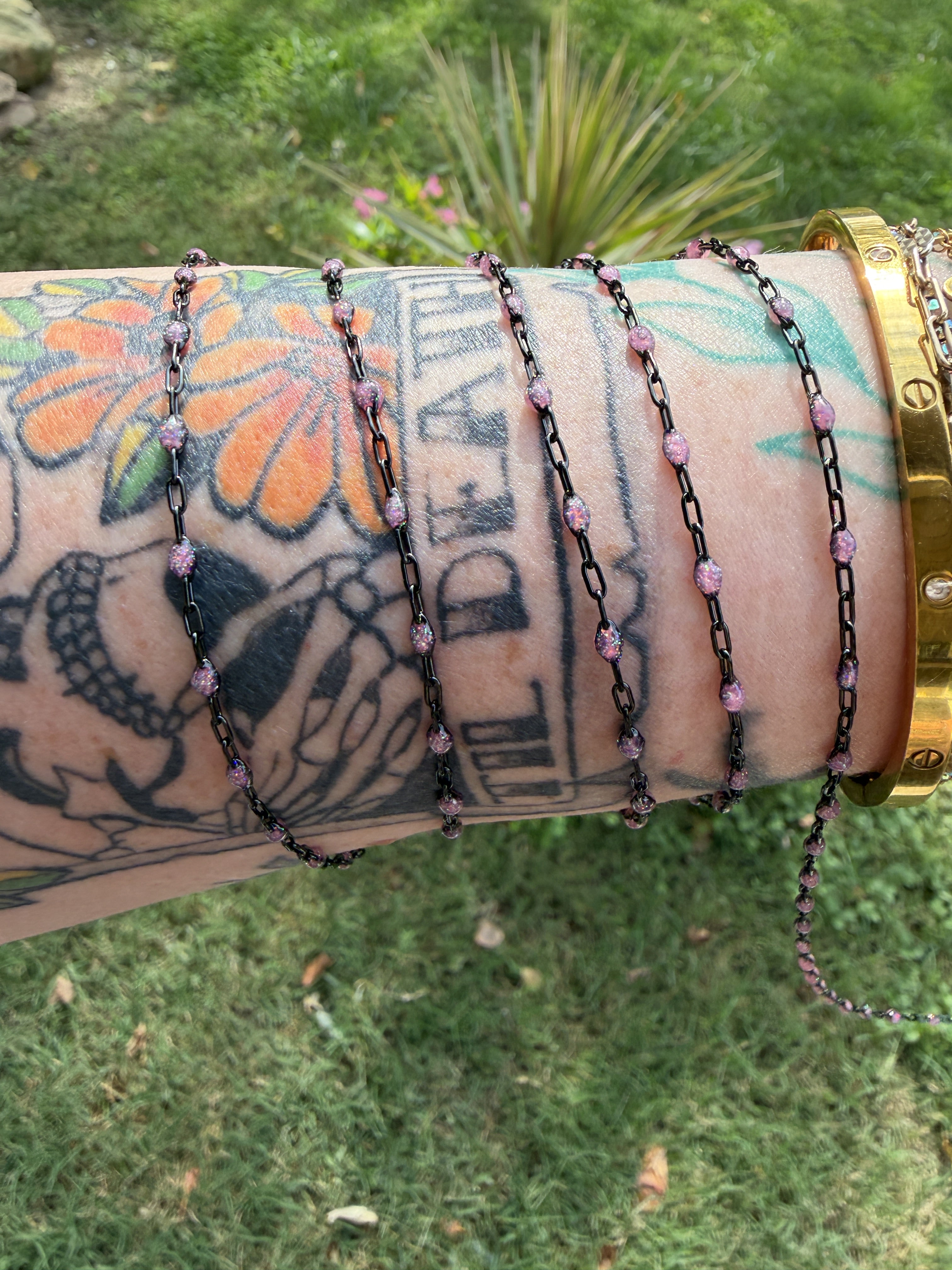 Pink After Dark Iridescent Sunburst Chain
