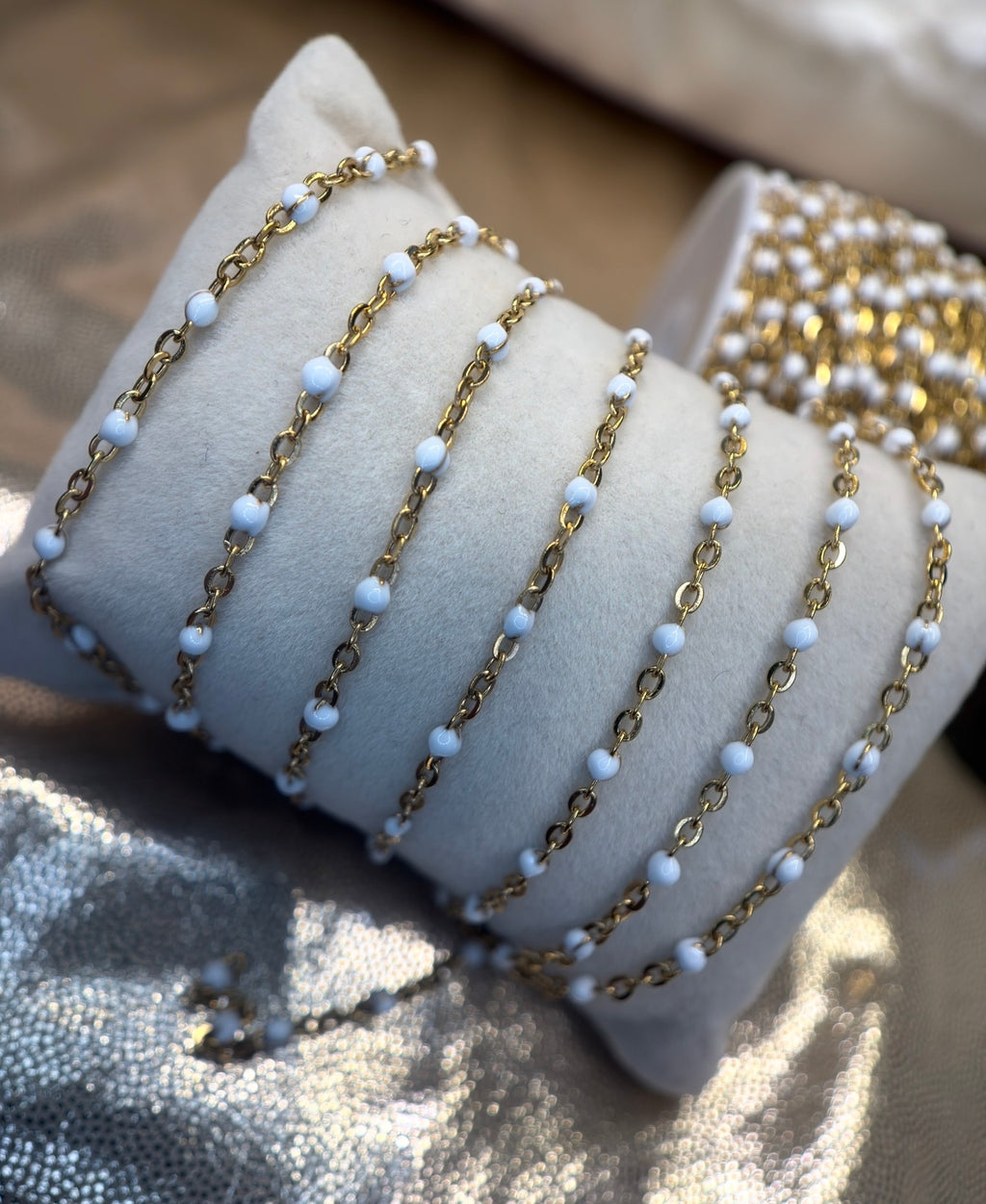 Cloud Nine ✨ White Enamel Satellite Chain