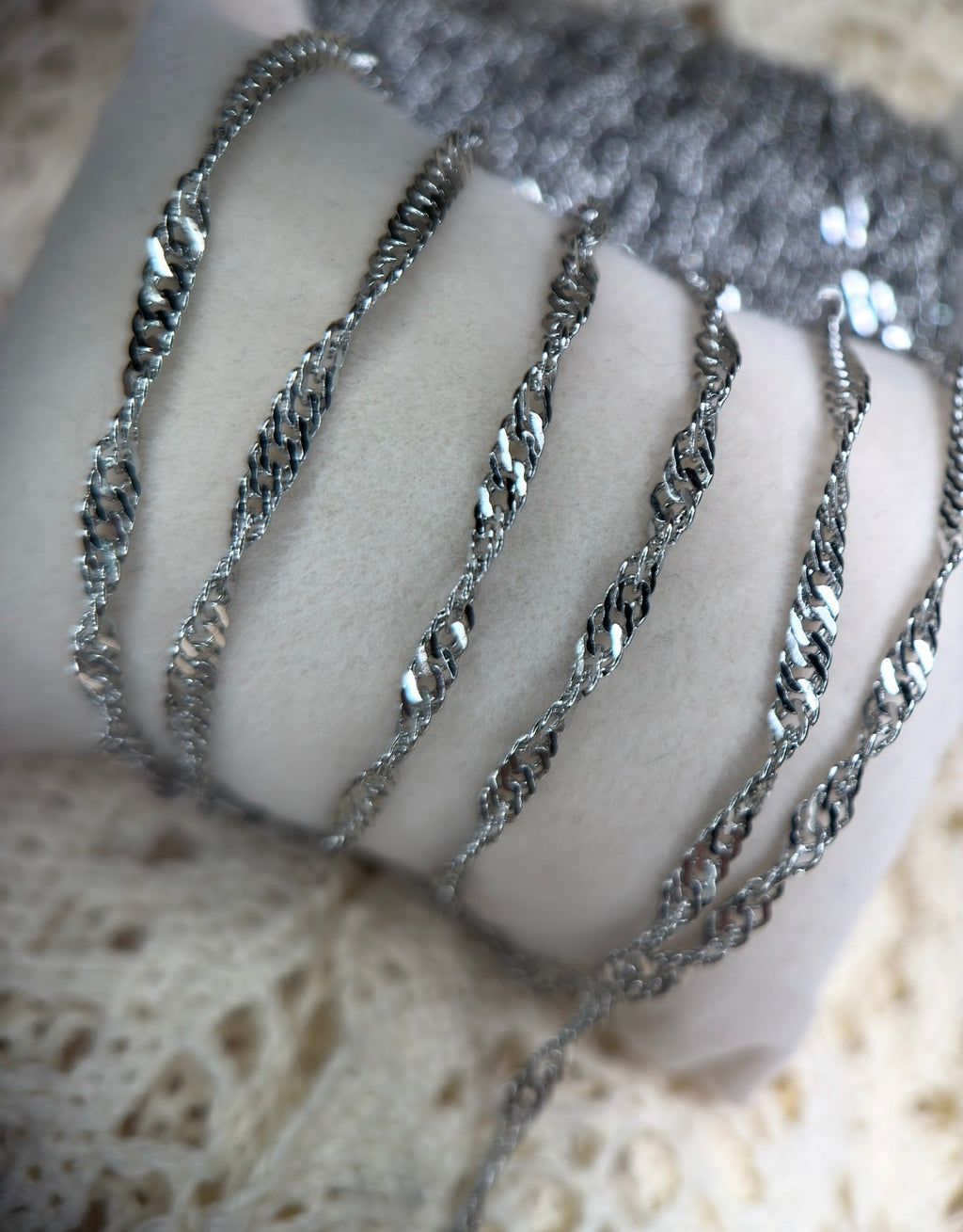 Silver Twist | Stainless Steel Singapore Chain