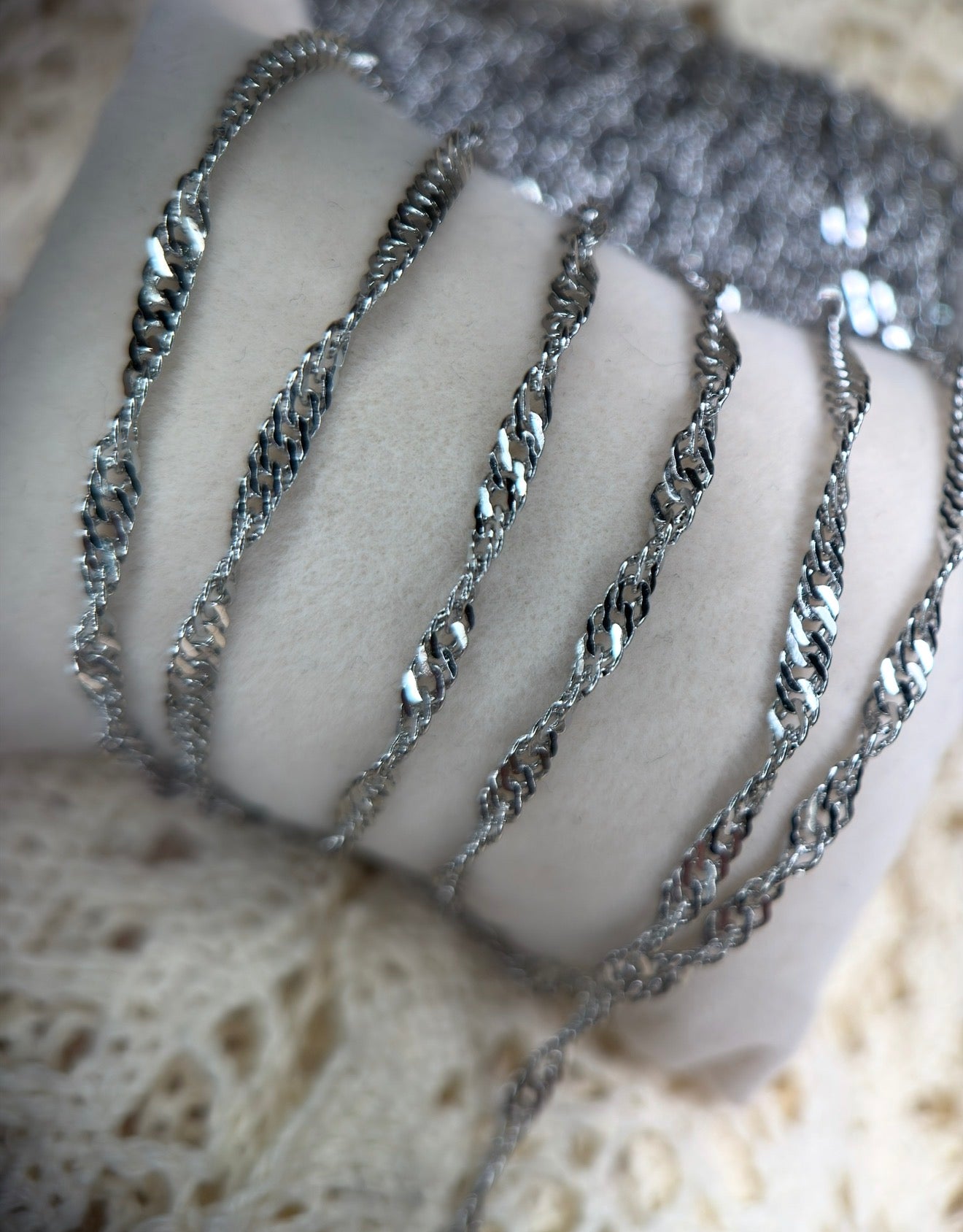 Silver Twist | Stainless Steel Singapore Chain