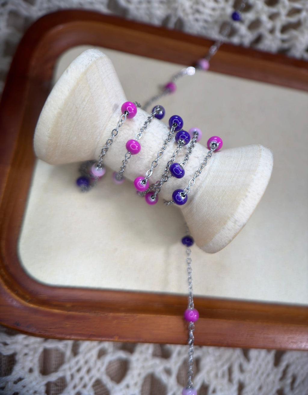 Lush Baddie — Pink & Purple Enamel Satellite Chain