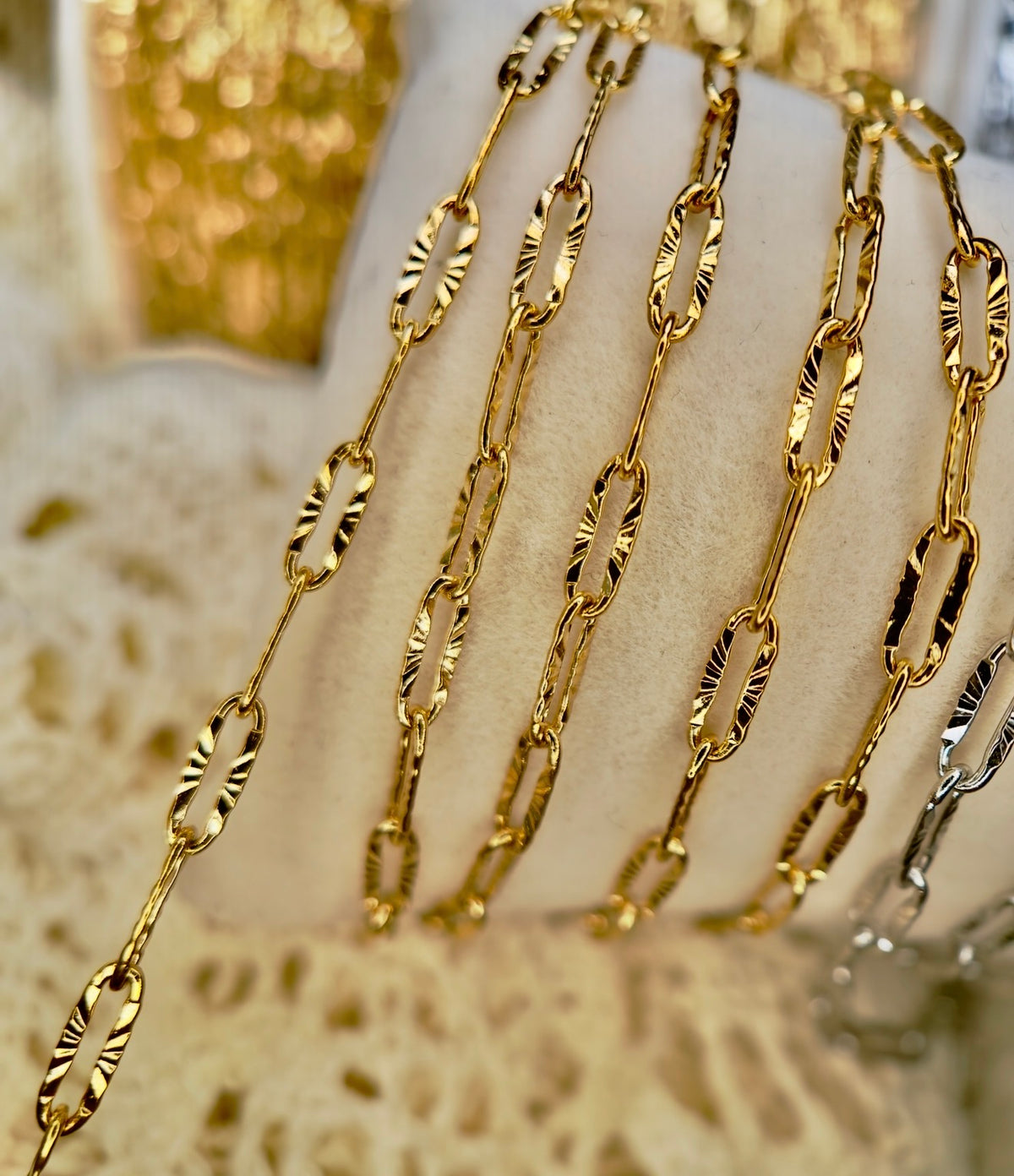 Lilly Rose Luxe Textured Paper Clip Chain 14k PVD GOLD||STAINLESS SILVER