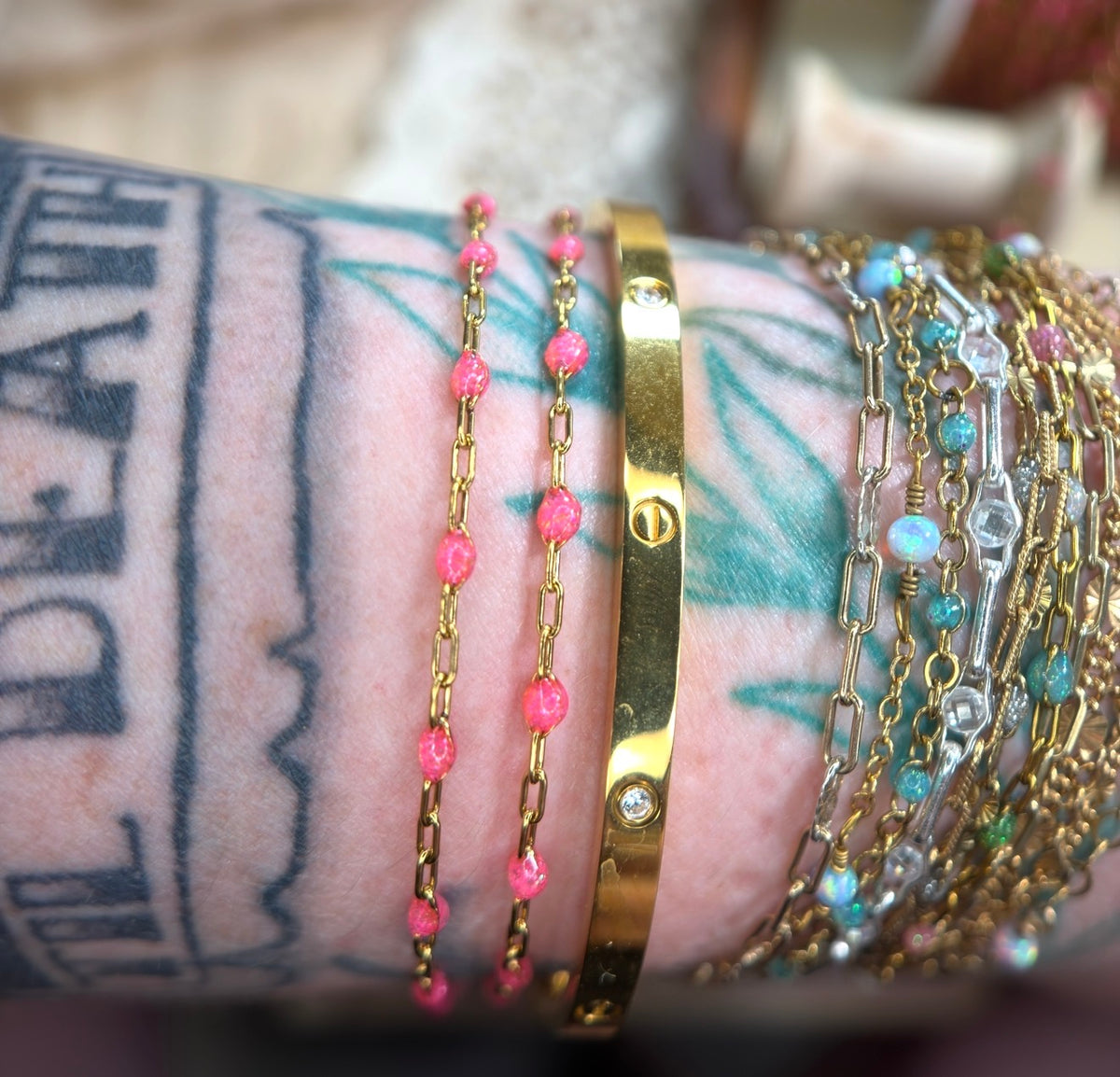 Pretty in Pink Sunburst Paperclip Chain