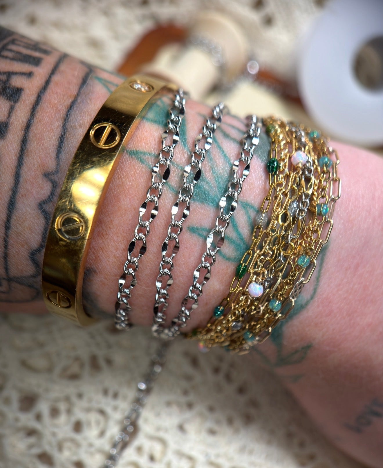 Lariat Twist | 304 Stainless Steel Dapped Twisted Link Chain