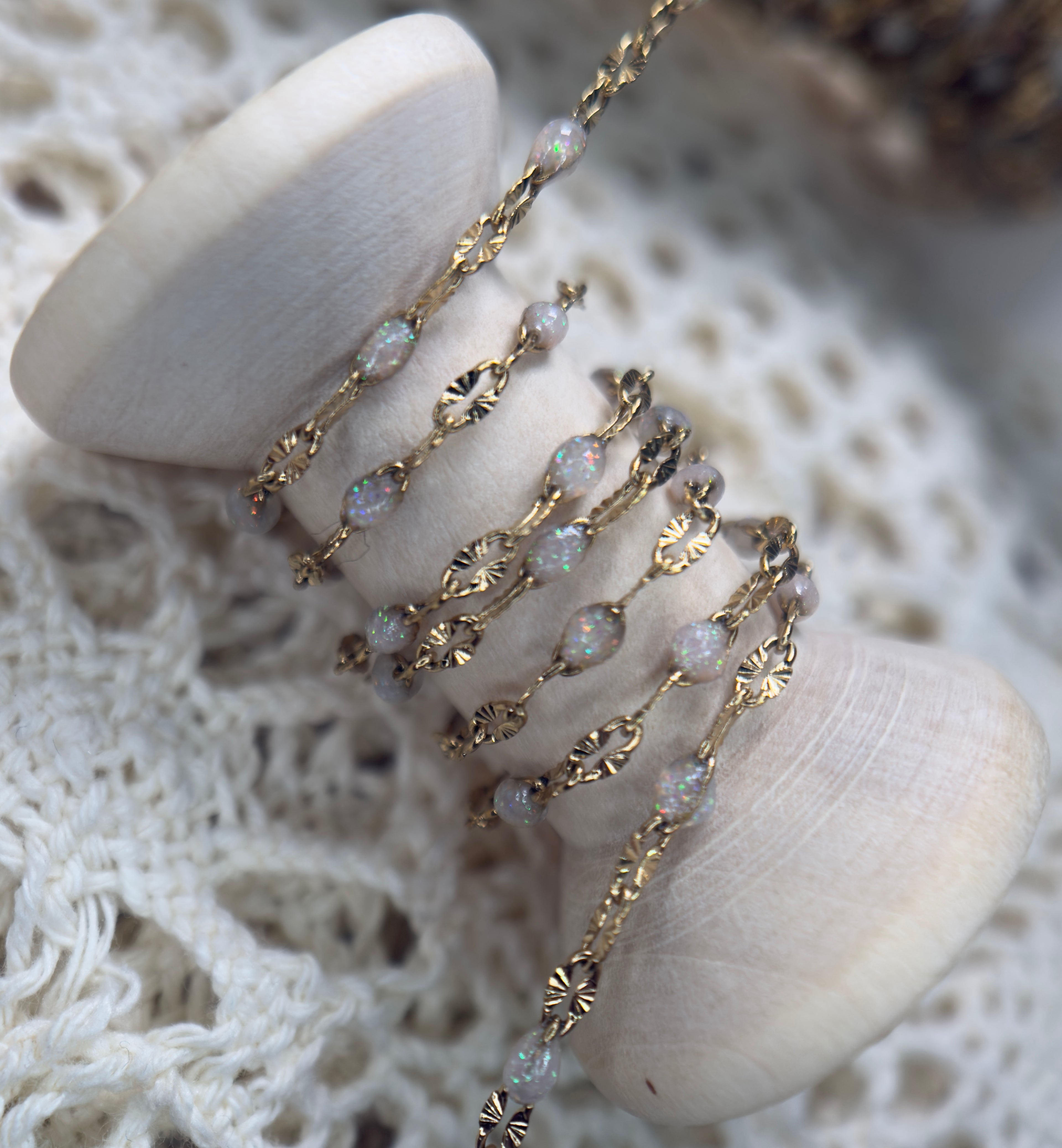 Opal Sunburst lip | 14k PVD Gold Surgical Stainless Steel Sunburst lip Chain