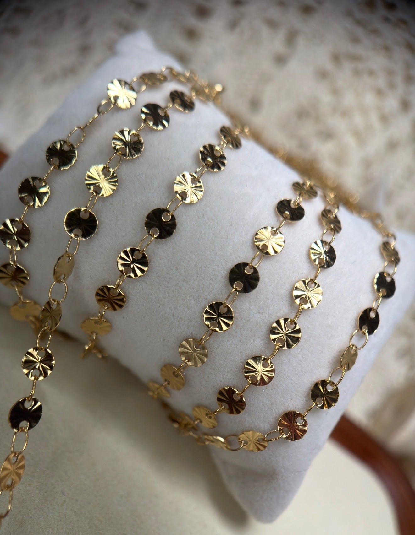 🤠 Cowgirl Confetti | Textured Sequin Disc Chain | 14K PVD Gold & 304 Stainless Steel