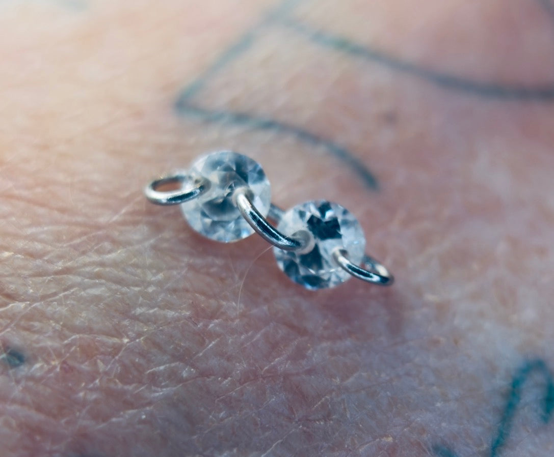 Luxe Link|Triple CZ Connector Charm | Pre-Drilled • Permanent Jewelry Ready