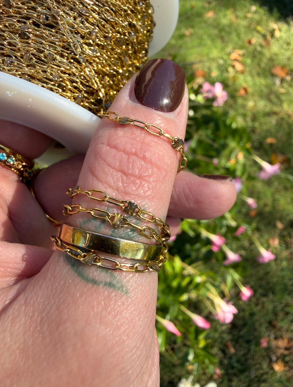 Smoky Aurora Sunburst Paperclip Chain 1:3
