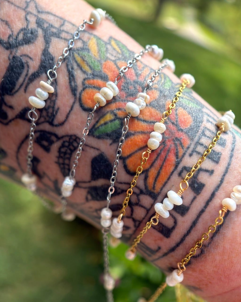 Triple Pearl Twist | Handmade Wire-Wrapped Pearl Chain