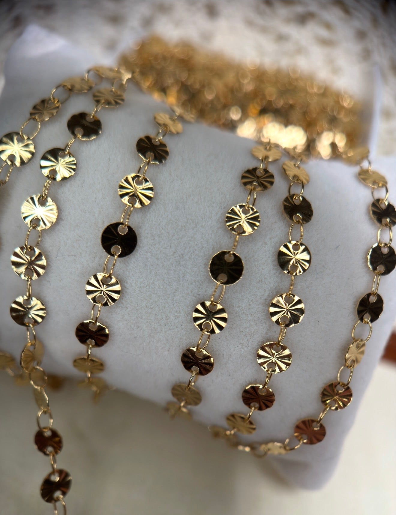 🤠 Cowgirl Confetti | Textured Sequin Disc Chain | 14K PVD Gold & 304 Stainless Steel