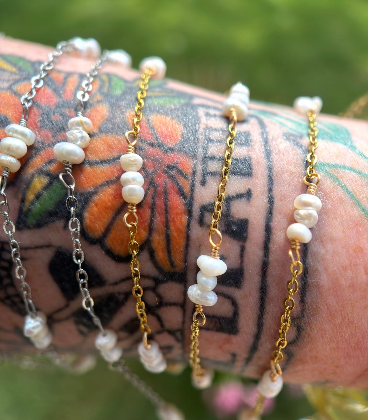 Triple Pearl Twist | Handmade Wire-Wrapped Pearl Chain
