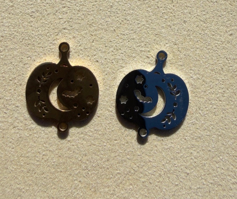 Midnight Moon Pumpkin Connector Charm