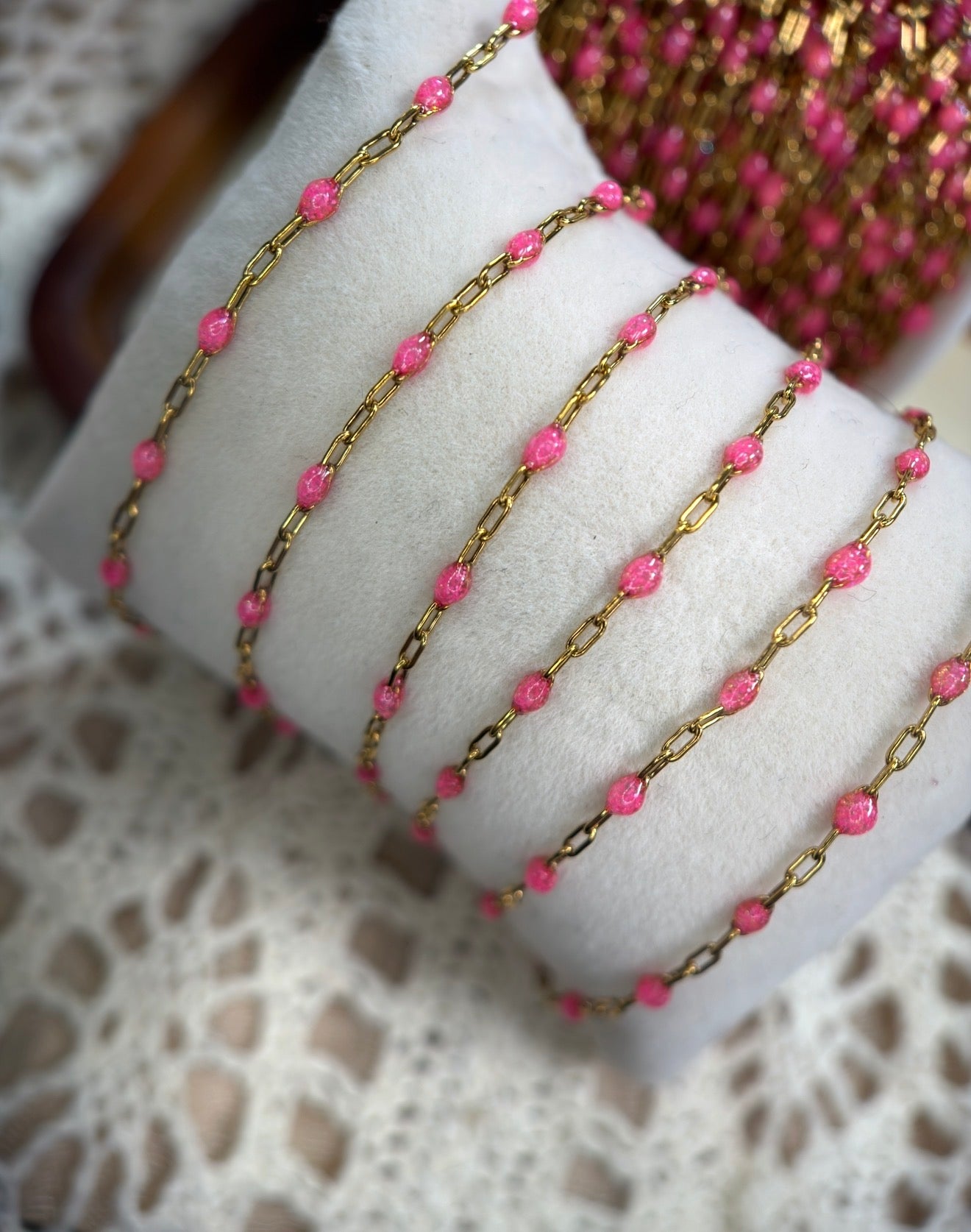Pretty in Pink Sunburst Paperclip Chain