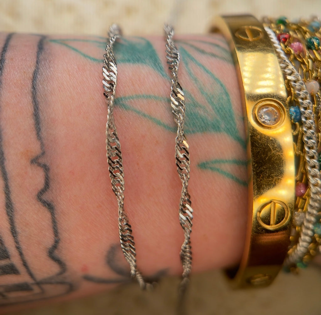 Silver Twist | Stainless Steel Singapore Chain