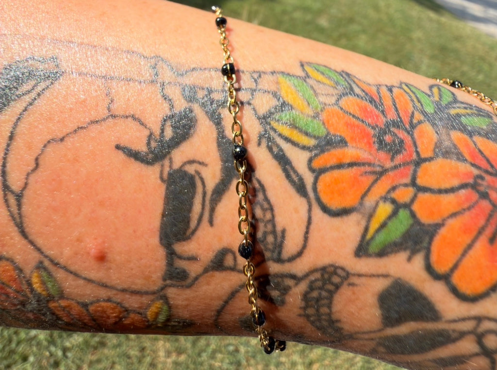 Midnight Black Enamel | PVD Gold Chain