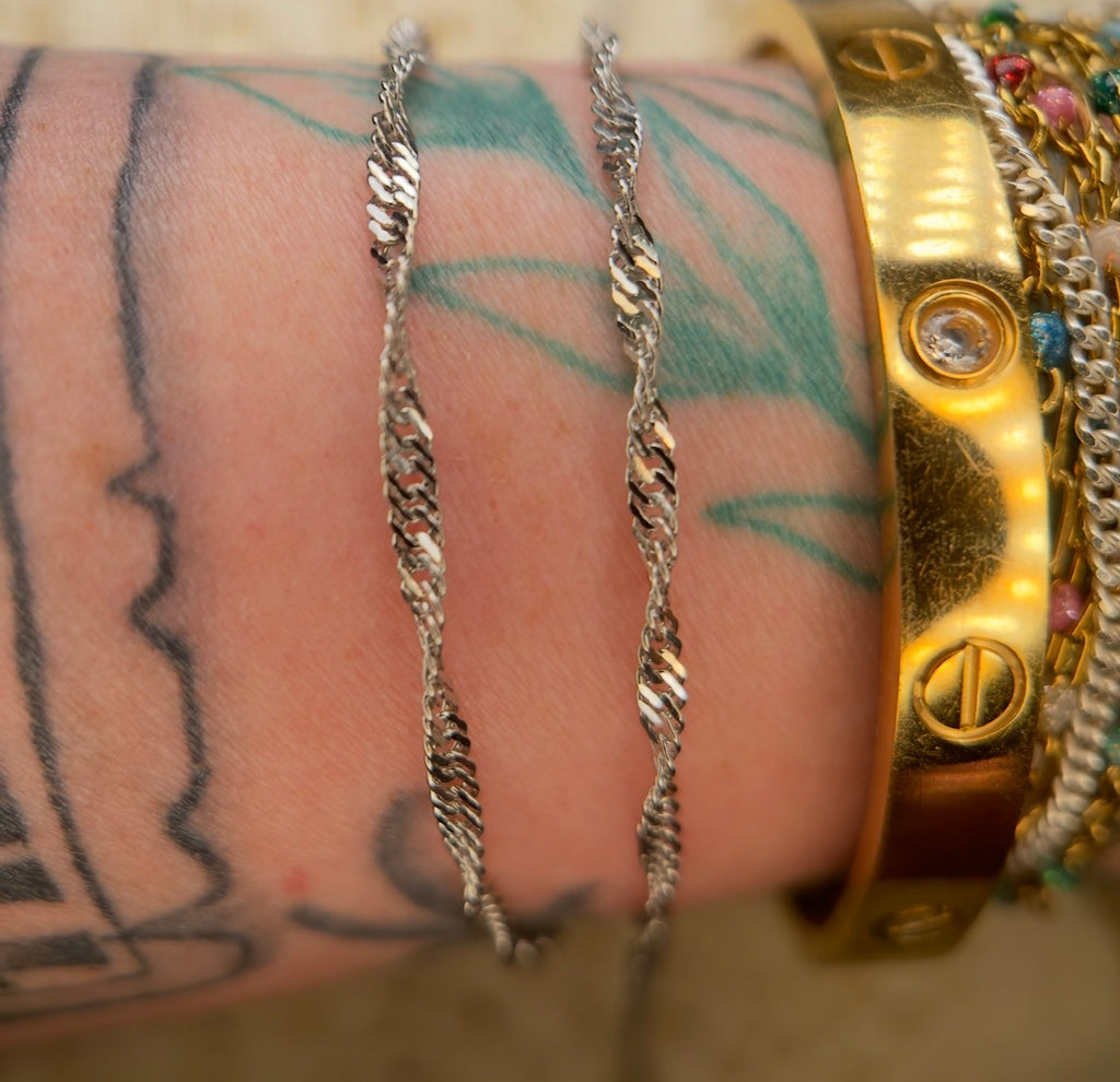 Silver Twist | Stainless Steel Singapore Chain