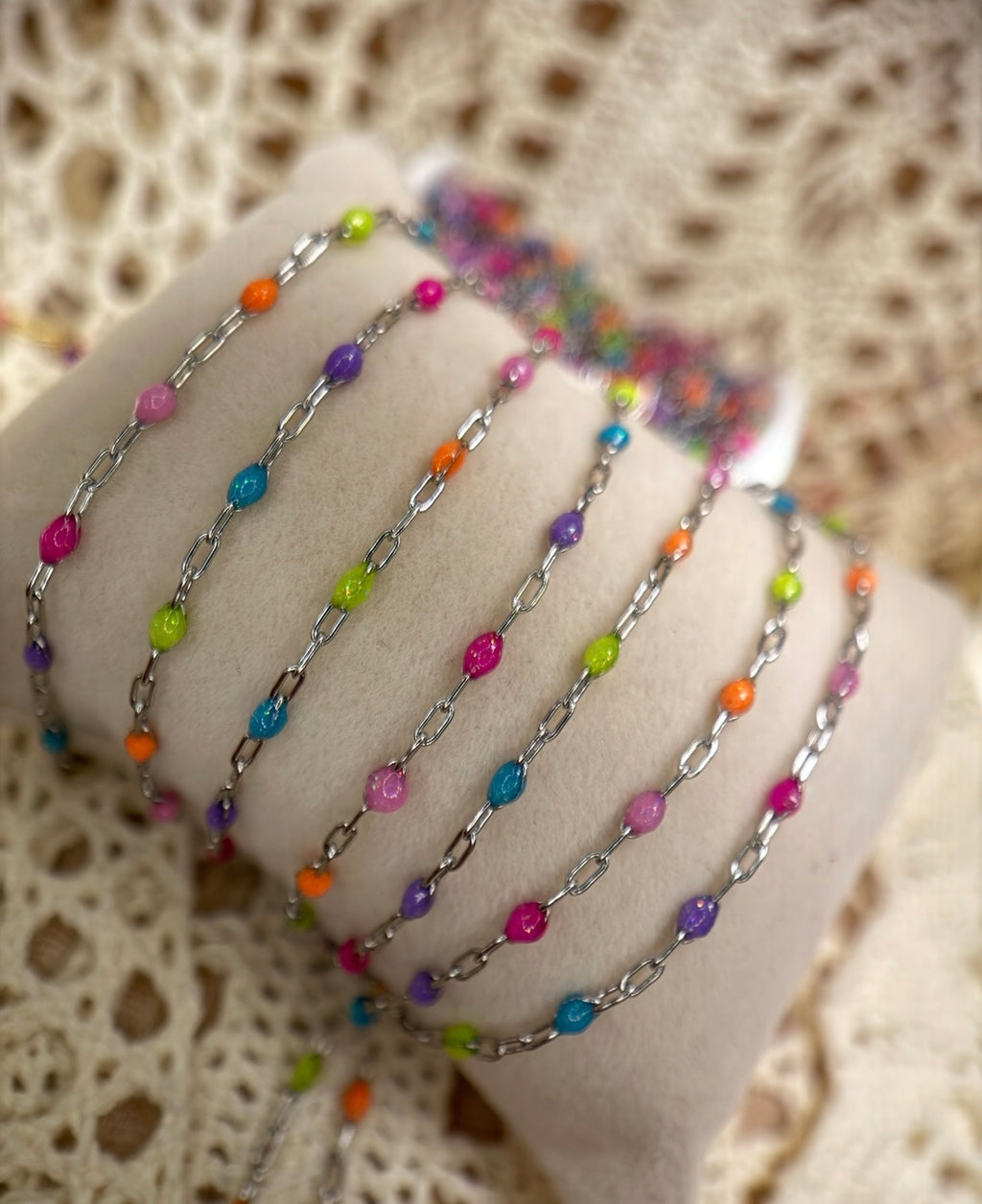 Electric Cowgirl Neon Sunburst Paper Clip Chain