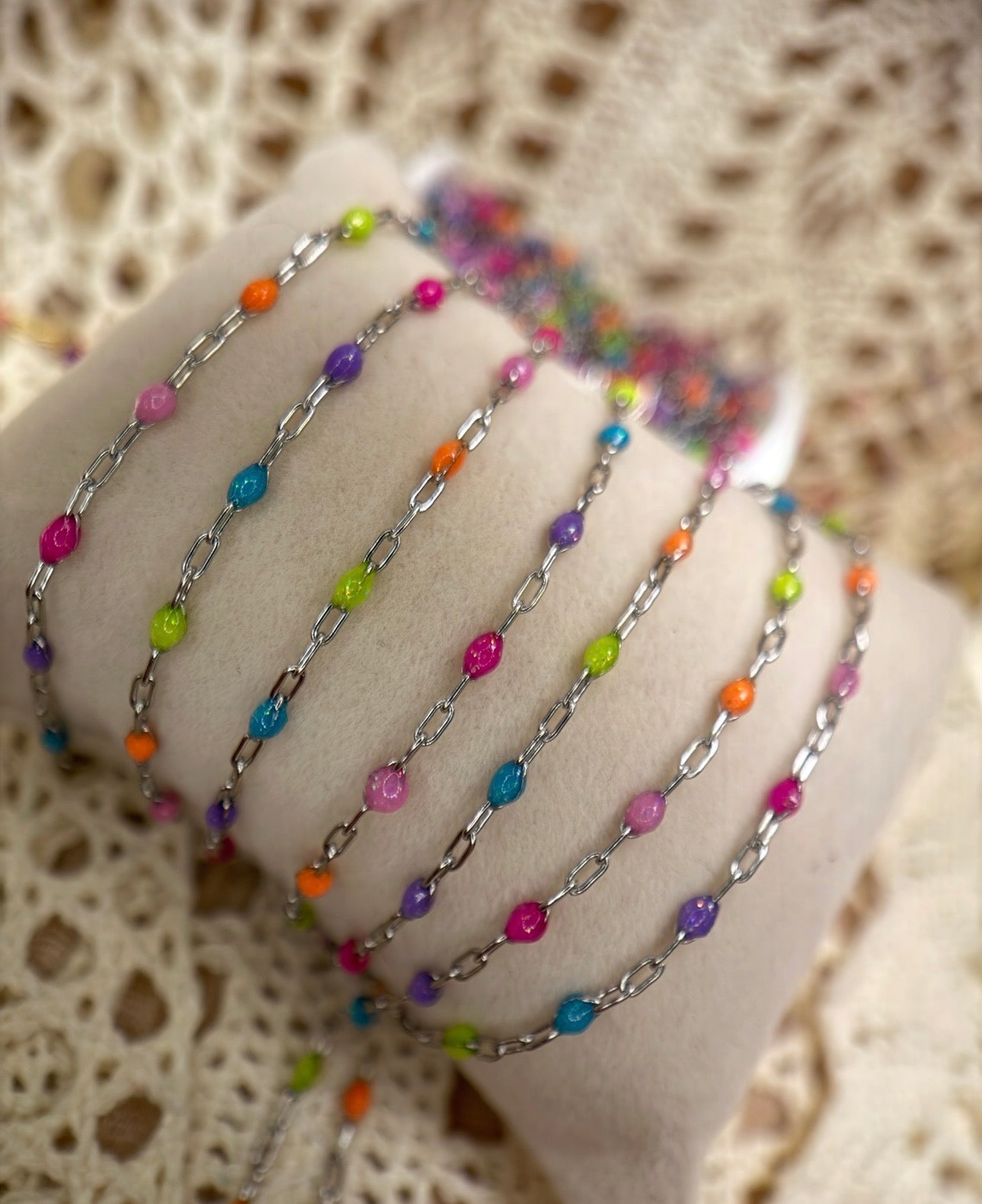 Electric Cowgirl Neon Sunburst Paper Clip Chain