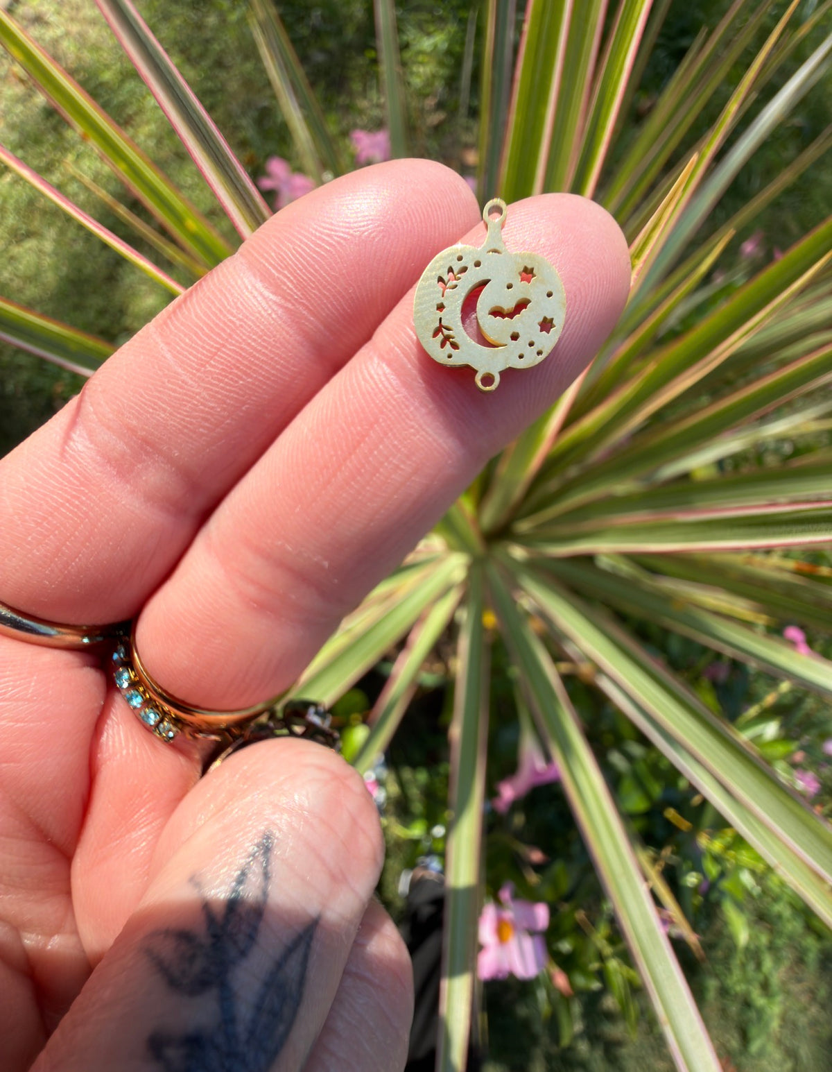 Midnight Moon Pumpkin Connector Charm