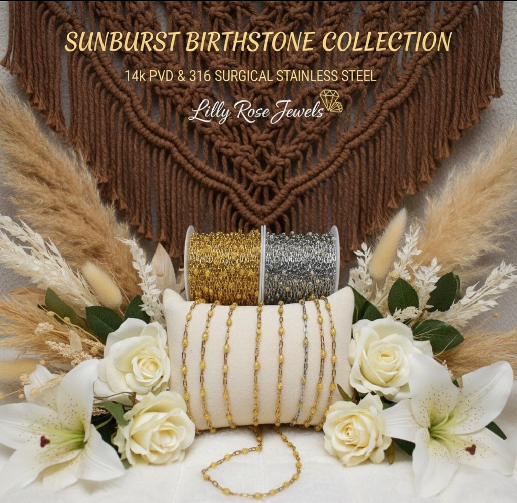 14K November Glow – Citrine Sunburst Birthstone Chain