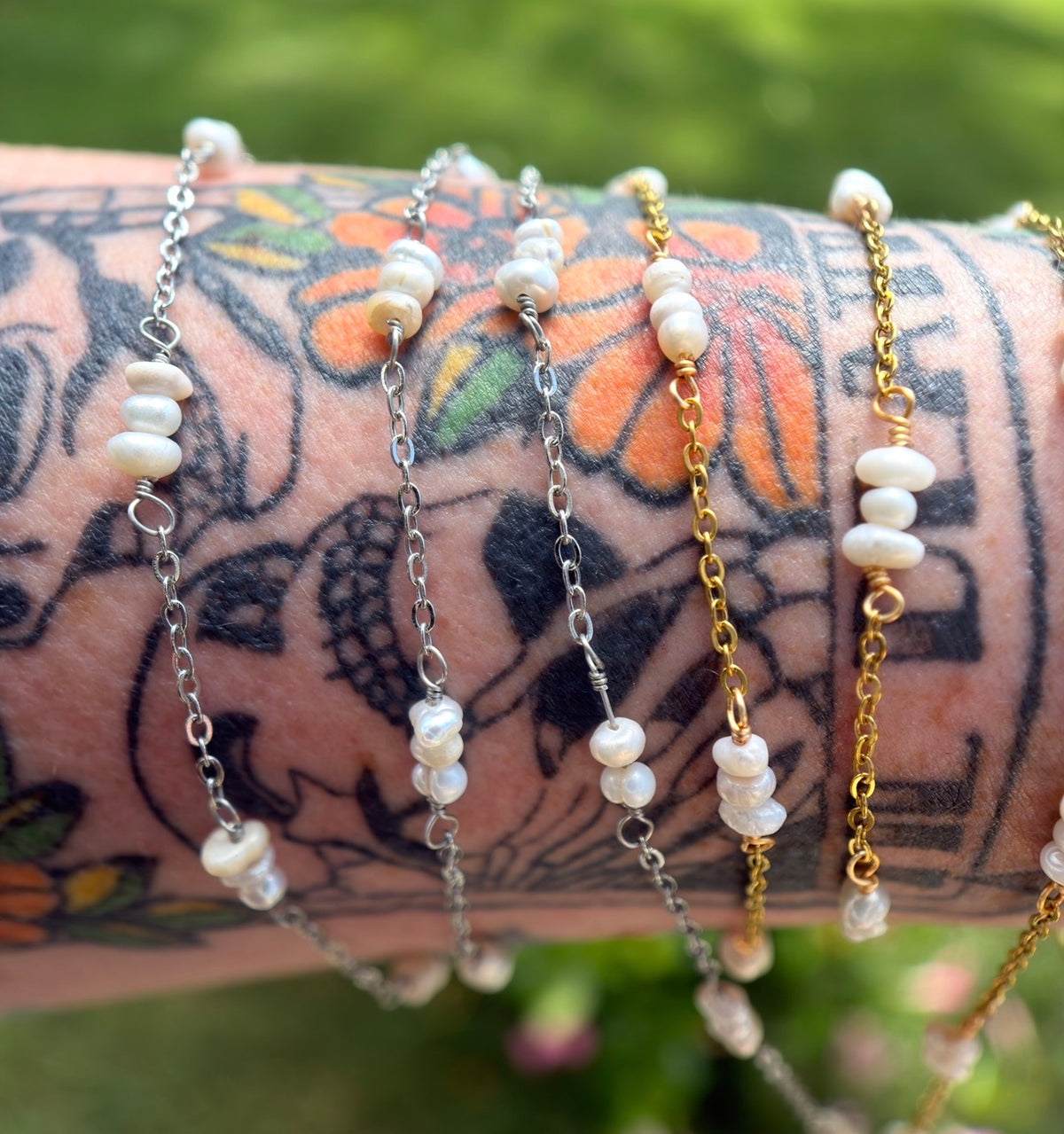 Triple Pearl Twist | Handmade Wire-Wrapped Pearl Chain