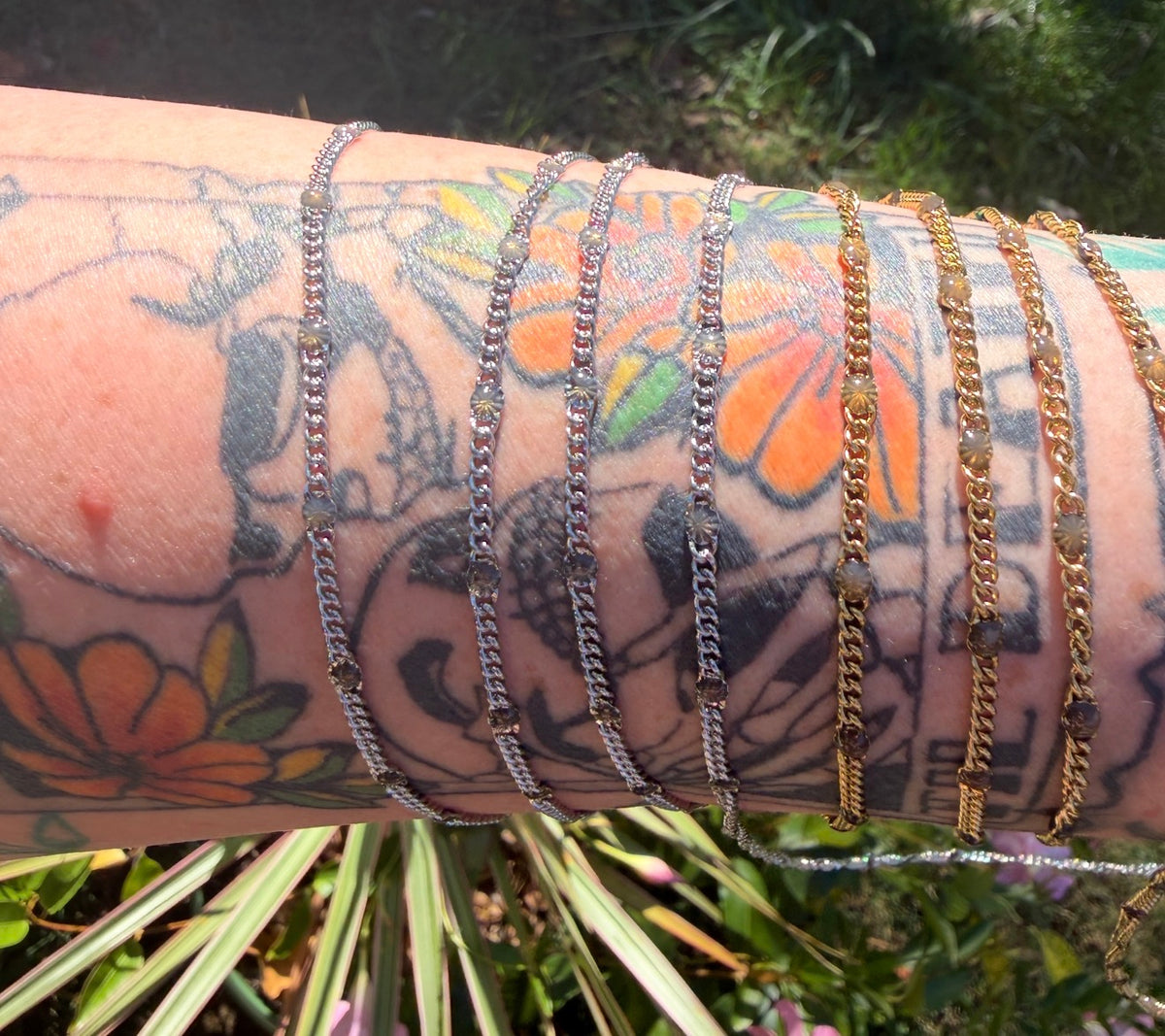 Smoky Aurora Sunburst Curb Chain
