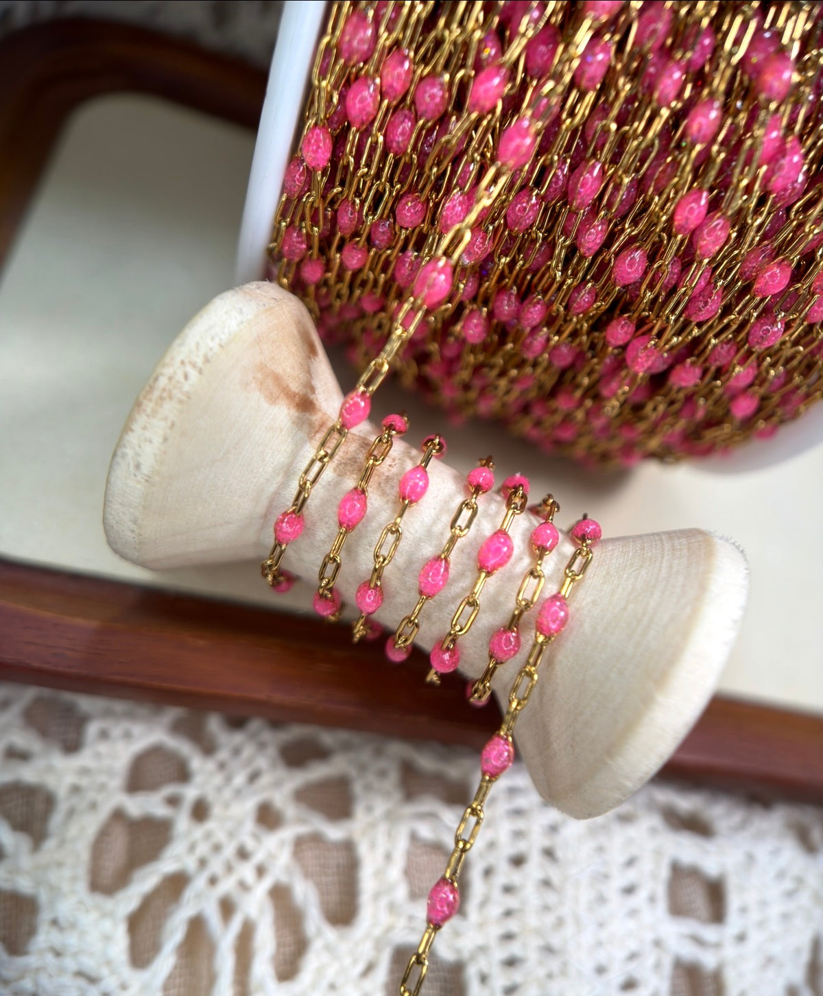 Pretty in Pink Sunburst Paperclip Chain