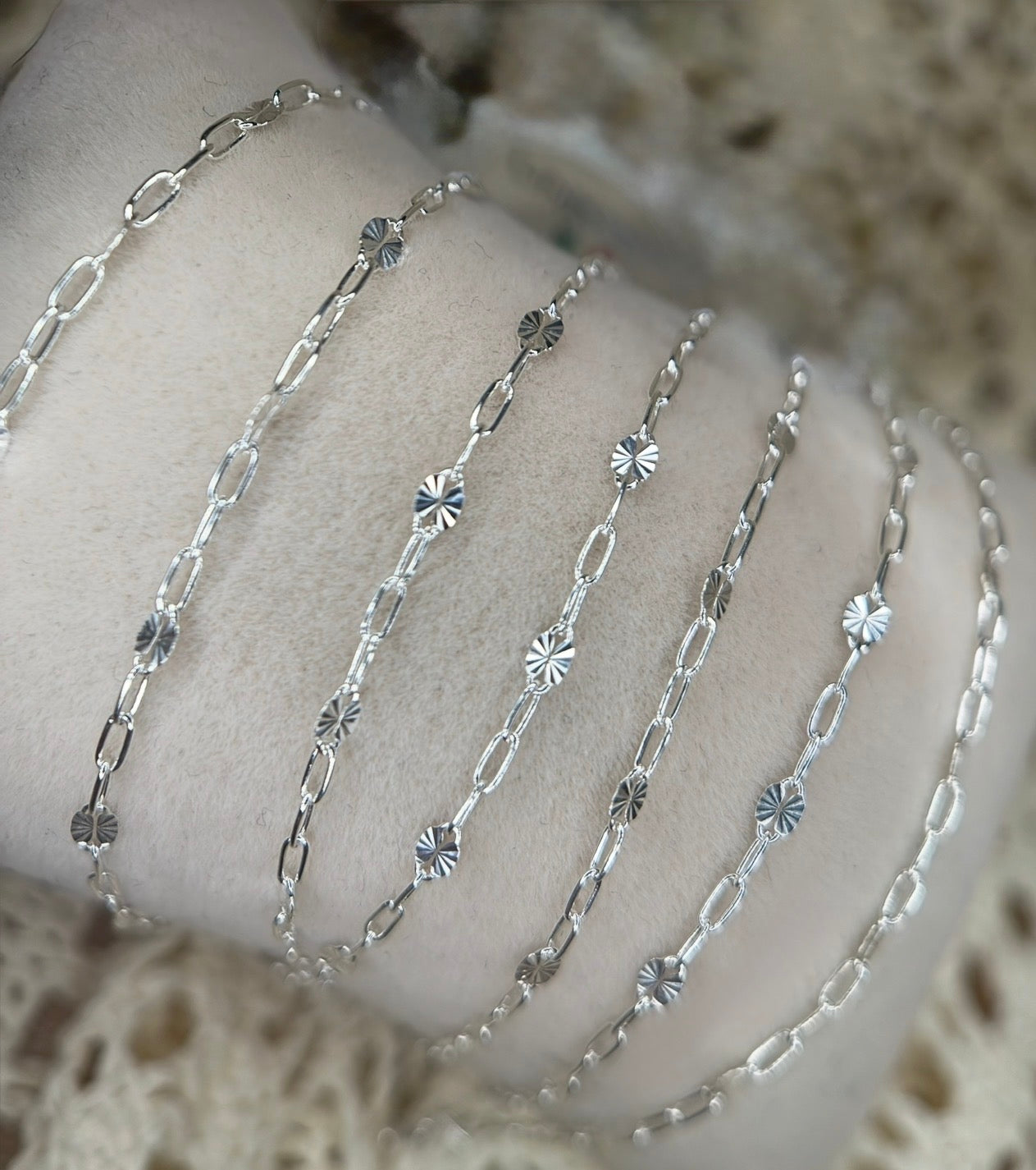 925 Sterling Silver Sunburst Paper Clip Chain 1:3