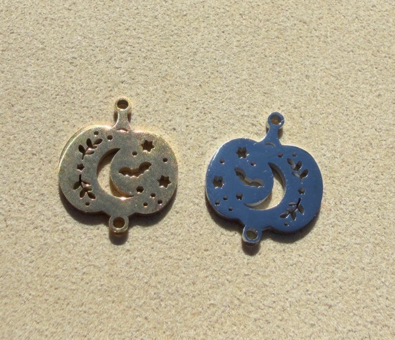 Midnight Moon Pumpkin Connector Charm