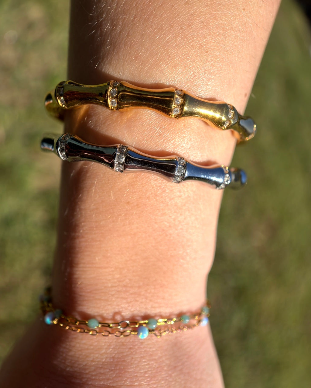 Diamond Cut Bamboo Removable Bangle